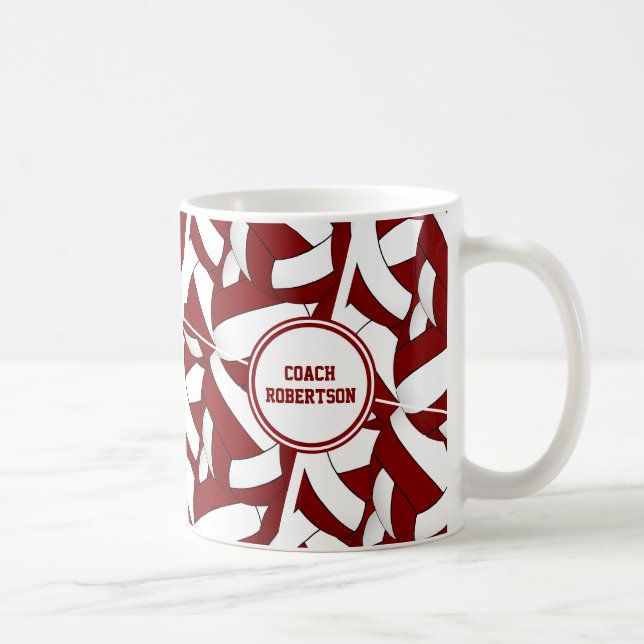maroon and white volleyball team colours coach gif coffee mug (Right)