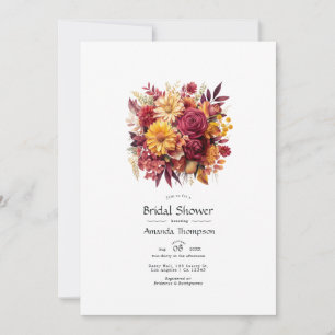 Maroon and Yellow Floral Bridal Shower Invitation