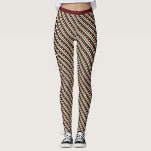 Maroon And Yellow Star Stripe Pattern Gym Fitness Leggings