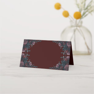 Maroon Autumn Floral Wedding Place Card