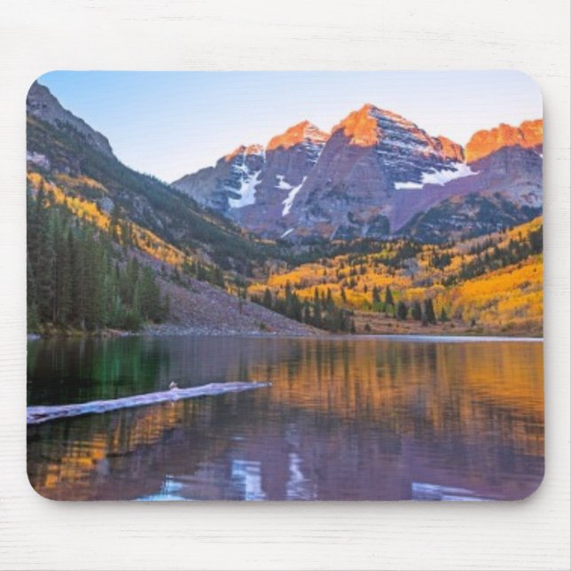 Maroon Bells Alpen Glow Mouse Pad (Front)