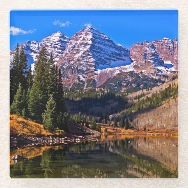 Maroon Bells Glass Coaster (Front)