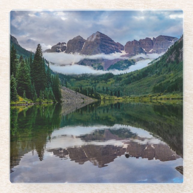 Maroon Bells Glass Coaster (Front)
