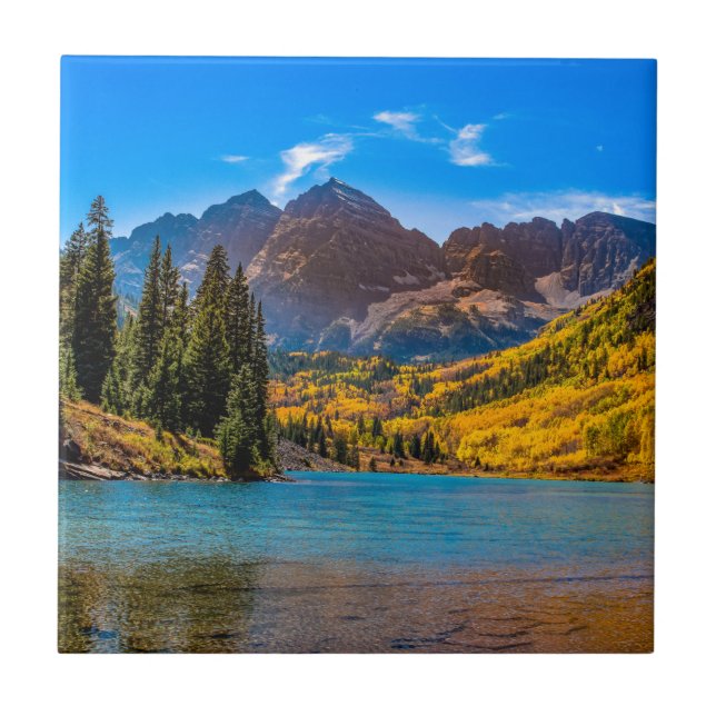 Maroon Bells in Aspen, Colorado Tile (Front)