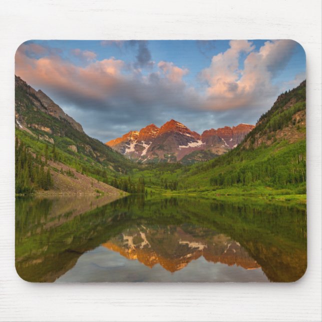 Maroon Bells Reflect Into Calm Maroon Lake 2 Mouse Pad (Front)