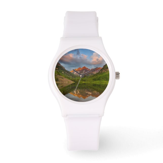 Maroon Bells Reflect Into Calm Maroon Lake 2 Watch (Front)