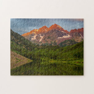 Maroon Bells Reflect Into Calm Maroon Lake 3 Jigsaw Puzzle
