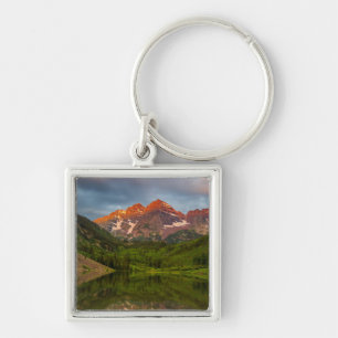Maroon Bells Reflect Into Calm Maroon Lake 3 Keychain