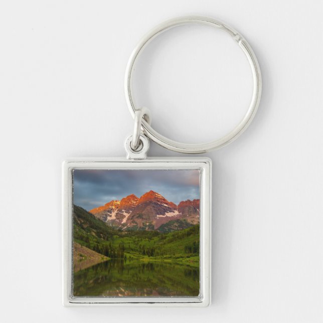 Maroon Bells Reflect Into Calm Maroon Lake 3 Keychain (Front)