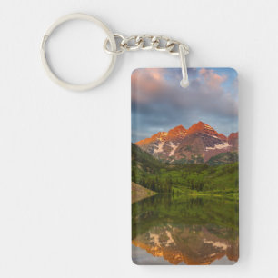 Maroon Bells Reflect Into Calm Maroon Lake 3 Keychain