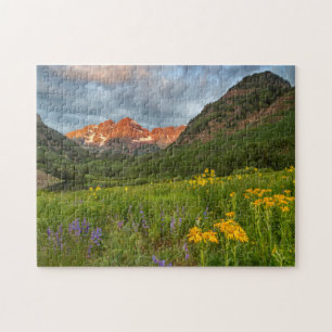 Maroon Bells Reflect Into Calm Maroon Lake Jigsaw Puzzle