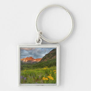 Maroon Bells Reflect Into Calm Maroon Lake Keychain