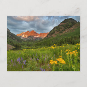 Maroon Bells Reflect Into Calm Maroon Lake Postcard
