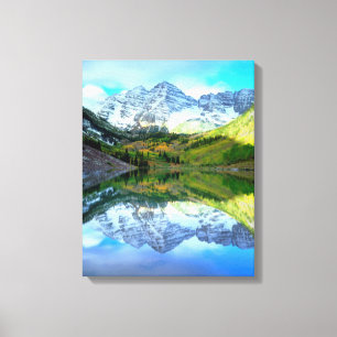 Maroon Bells reflecting in Maroon Lake Canvas Print