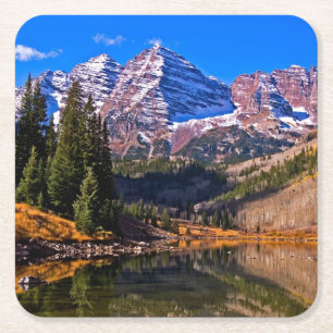 Maroon Bells Square Paper Coaster