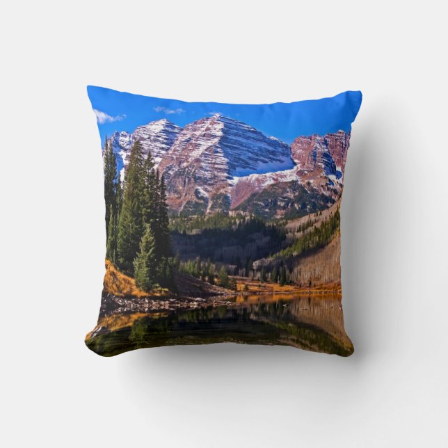 Maroon Bells Throw Pillow (Front)