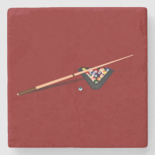 Maroon Billiard Table Stone Coaster