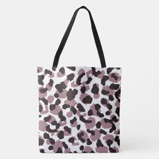 Maroon/Black Animal Print Tote Bag (Front)