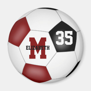 maroon black personalized soccer team colours  magnet