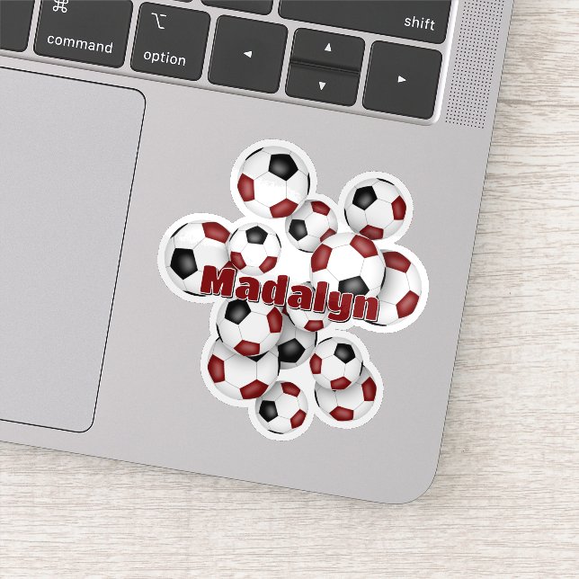 maroon black soccer balls sticker w athlete name (Détail)