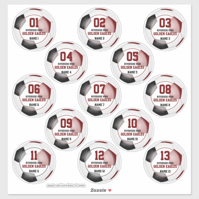maroon black soccer team colours set of 13 custom (Sheet)