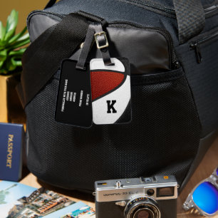 maroon black team colours sports gifts basketball luggage tag