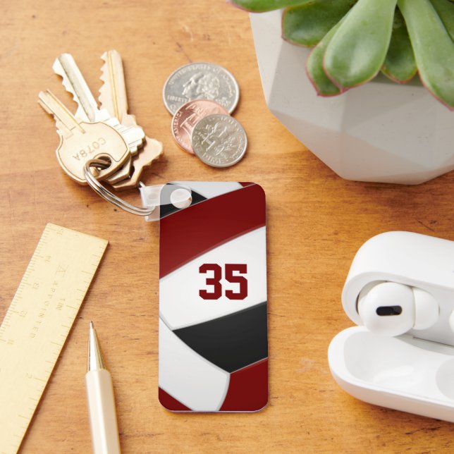 maroon black volleyball club colours athlete name keychain (Desk)
