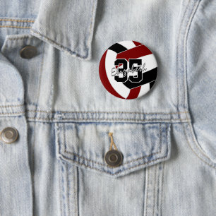 maroon black volleyball team colours 2 inch round button