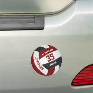 Maroon black volleyball team colours gym locker or car magnet