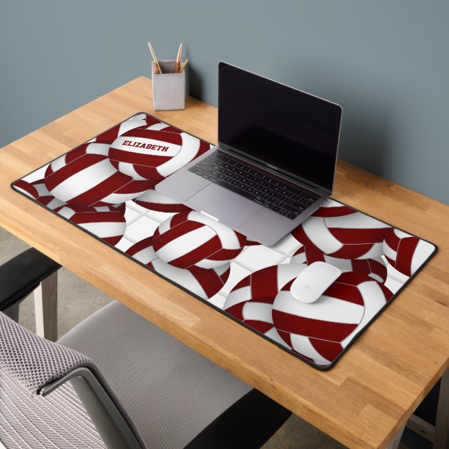 Maroon blanc volleyballs motif personnalisé (Bureau 2)