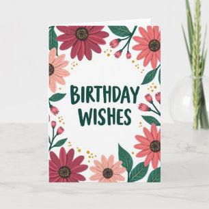 Maroon Bloom Birthday Card