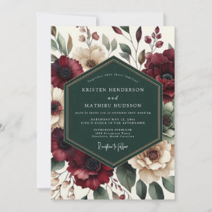 Maroon Bloom Romantic Wedding Invitation
