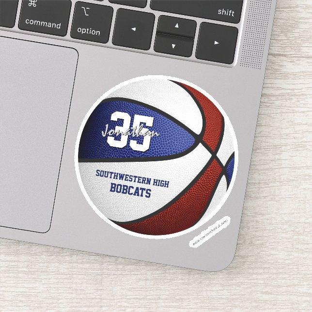 Maroon blue basketball team colours personalized (Detail)