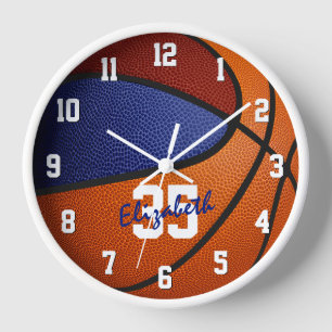 maroon blue basketball with girls boys name clock