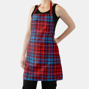 Maroon Blue Red Plaid Tartan Design  Apron