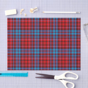 Maroon Blue Red Plaid Tartan Design  Tissue Paper