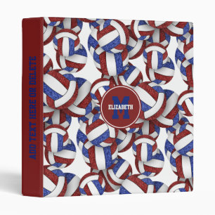 maroon blue team colours girly volleyballs pattern binder