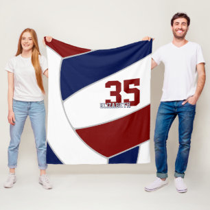 maroon blue team colours volleyball room decor fleece blanket