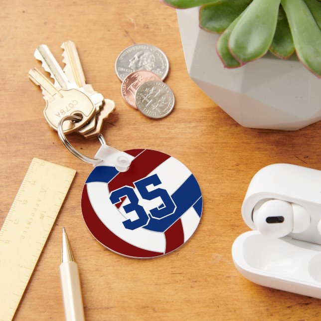 Maroon blue volleyball team colours keychain (Desk)