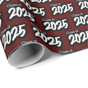 Maroon Bold Brush Class of 2025 Wrapping Paper