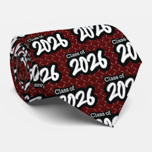 Maroon Bold Brush Class of 2026 Neck Tie