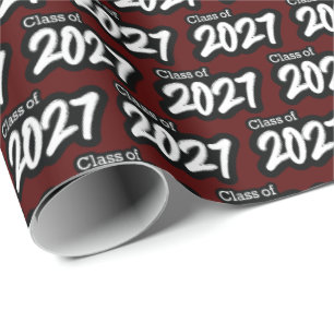 Maroon Bold Brush Class of 2027 Wrapping Paper