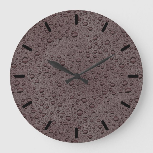 Maroon brown water droplets large clock (Front)