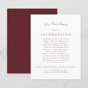 Maroon Burgundy Classic Elegant Formal Wedding Enclosure Card