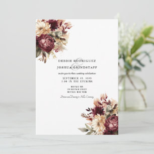 Maroon Burgundy Floral Wedding Invitation 