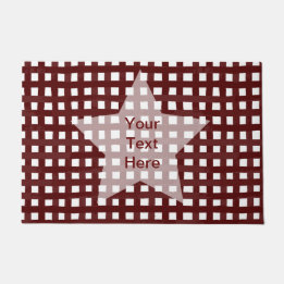 Maroon check & white Star Customizable Wording Doormat