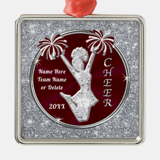 Maroon, Cheerleader Christmas Ornament (Front)