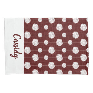 Maroon Cheerleader Pom Pom Pattern Pillowcase
