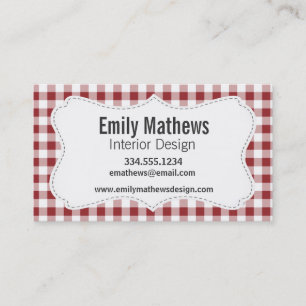 Maroon Chequered Pattern Business Card