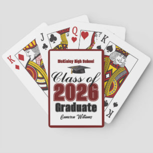 Maroon Class of 2026 Custom Graduation Party Playing Cards